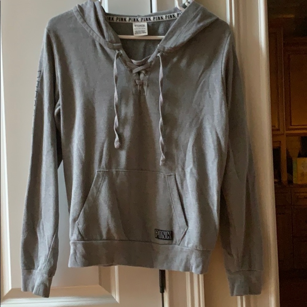 PINK women’s gray cropped sweatshirt!!